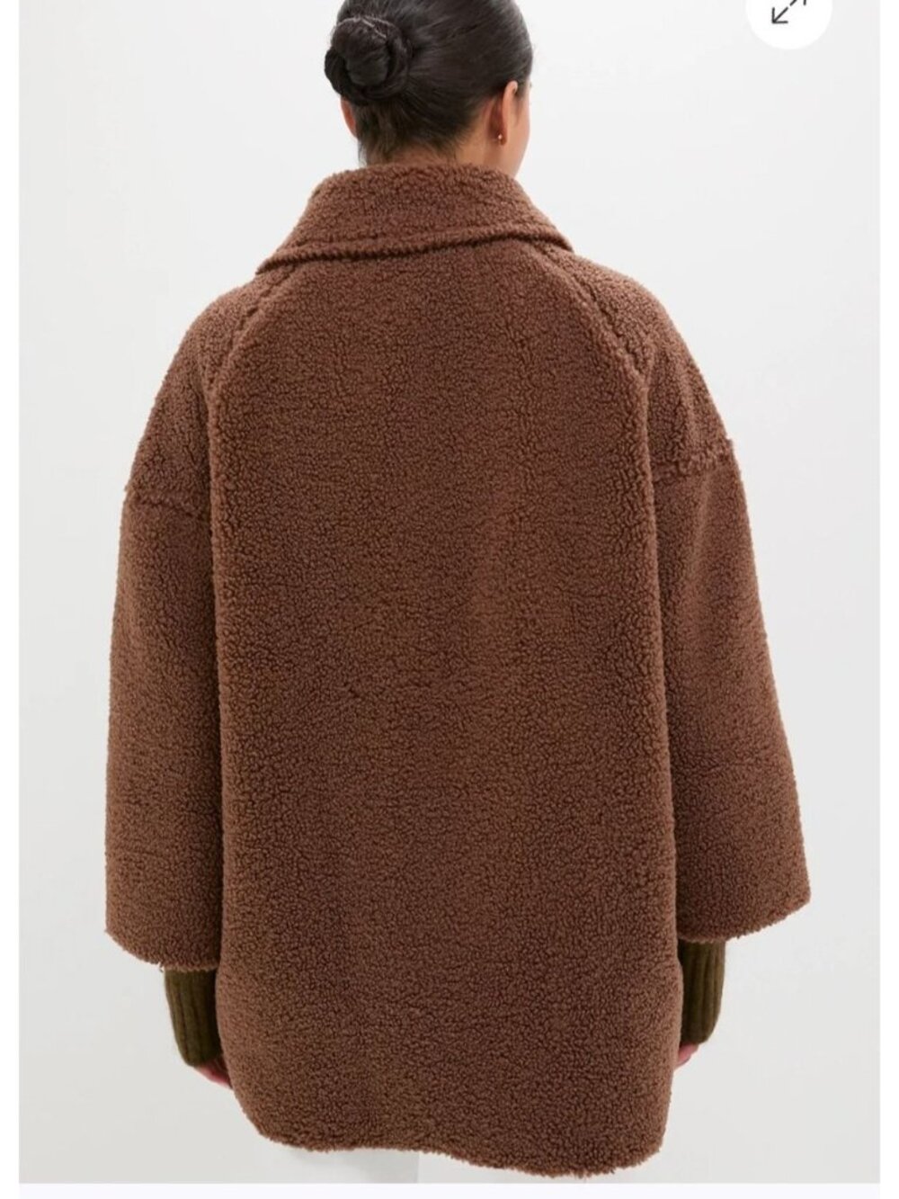 The Great. Chocolate Plush Car Coat 1 Small Oversized Teddy Jacket Fleece Brown - Picture 2 of 11